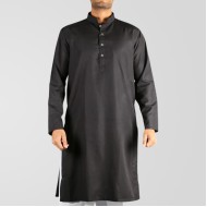 Black Plain Cotton Kurta 